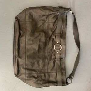Pewter Mark shoulder tote leather beige metallic